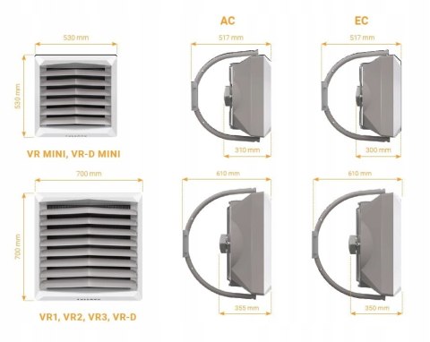 Nagrzewnica wodna VOLCANO VR4 EC(90 kW) z regulacją EC+Sterownik HMI DLY337