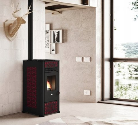 PIEC PIECYK KOMINEK NA PELLET EVA CALOR LUCILLA 9 kW Z NADMUCHEM ZDOBIENIA