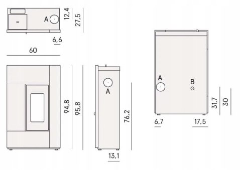 Piec na pellet Cadel Spirit 5,2 kW antracyt