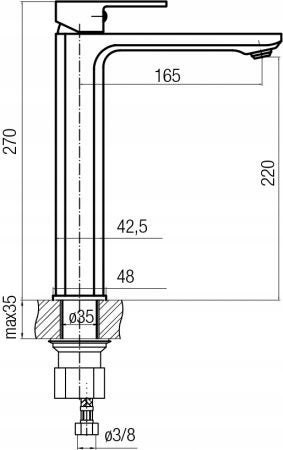 Bateria umywalkowa wysoka Valvex Remo czarna