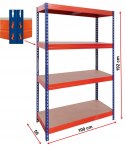Regał magazynowy Rivet wymiary 192x100x50 cm 4 półki 300 kg