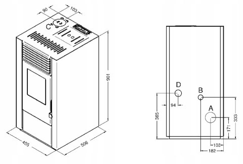 Piec piecyk kominek na pellet Marisa 9kW+DGP z pilotem